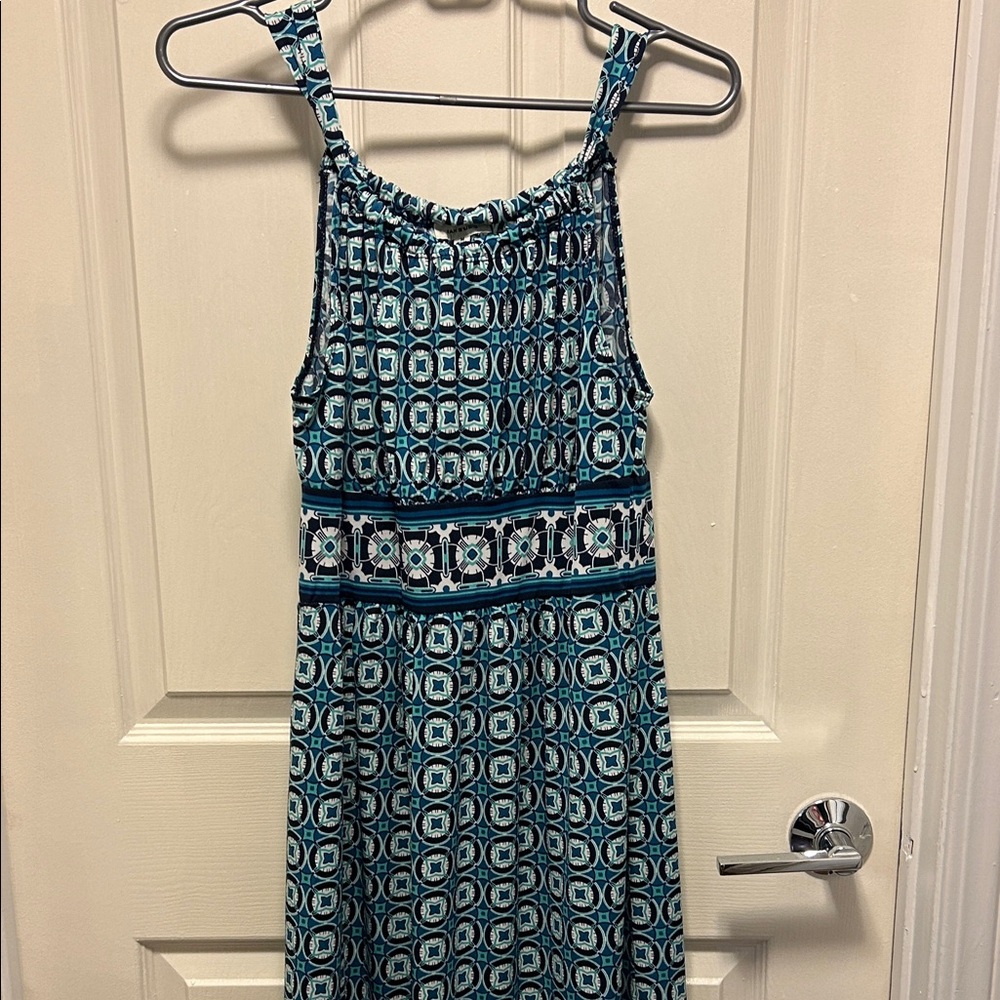 Max Studio Teal and Navy Patterned Dress